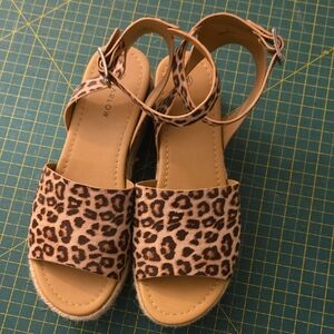 Harlow Leopard Print Platform Sandals with Ankle Strap